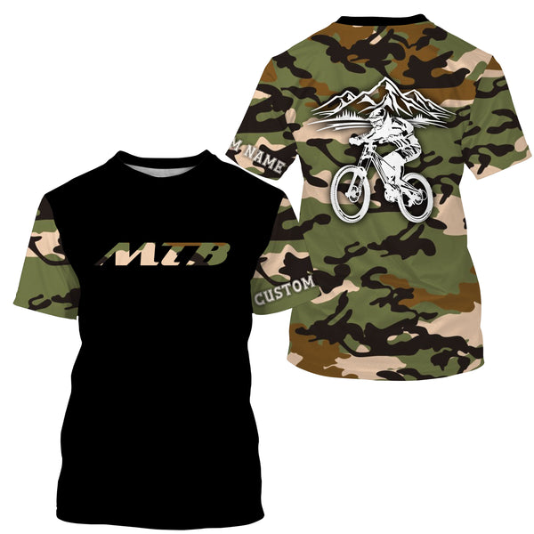 MTB Jersey Long Sleeve Hoodie Shirt, Camo Biking Cycling Shirt, Mountain Biking Shirt for Cyclist, Biker Rider| JTS445