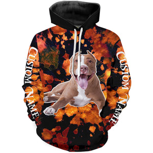 Pitbull 3D Hoodie Long Sleeve| Custom Name Tie Dye Look Shirt for Pitbull Lovers Pitbull Owners| JTSD309