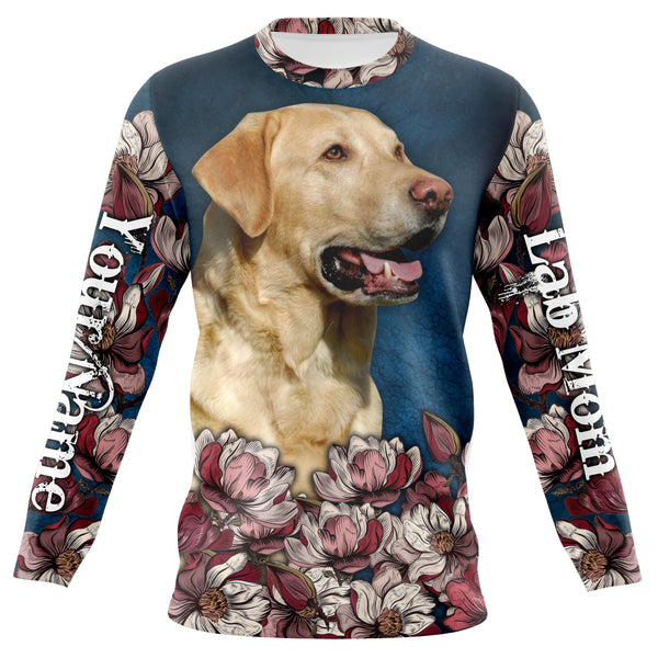 Labrador Retriever Floral Hoodie Long Sleeve| Custom Labrador Retriever Lover Shirt Dog Mom Shirt| JTSD267
