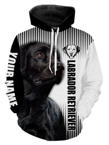 Black Labrador Retriever Hoodie Long Sleeve| Custom Name Shirt for Lab Dad Lab Mom Dog Lover JTSD268
