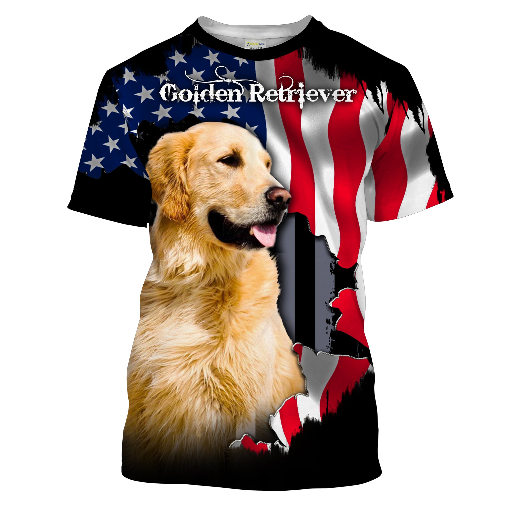 Dog 3D T-shirt for Labrador Retriever Lover| Lab & American Flag Printed Shirt - Dad Dog Shirt, Cool Dog Shirt for Men| JTSD152 A02M06