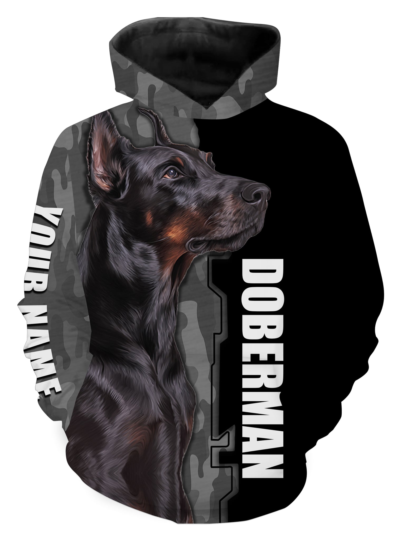 Doberman Dog 3D Printed Hoodie Long Sleeve| Custom Name Doberman Shirt for Dog Dad Dog Mom| JTSD276