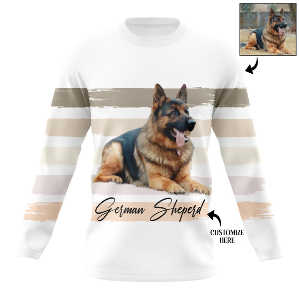 Custom Dog Lover T-shirt Long Sleeve Hoodie| Dog Photo Shirt Dog Lover Tee Gift for Dog Mom Dog Dad| JTSD293