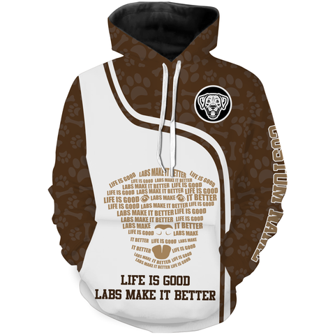 Labrador Retriever Dog 3D All Over Print T-shirt Long Sleeve Hoodie| Custom Lab Shirt for Labrador Lover| JTSD228