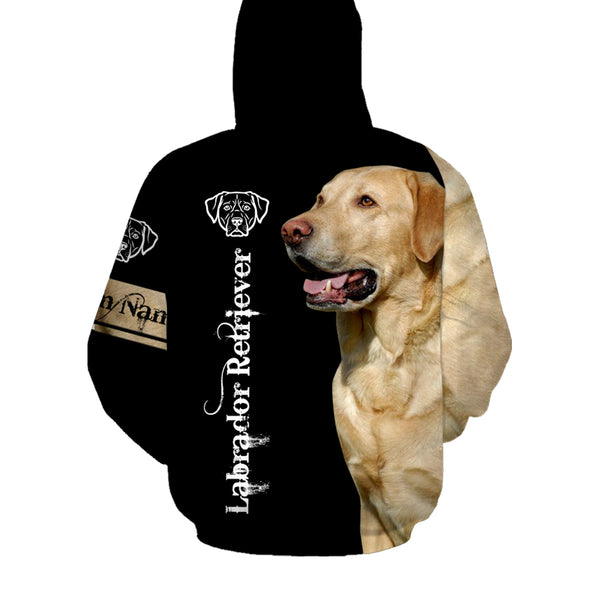 Labrador Retriever Hoodie, Custom Name 3D Dog Shirt for Men Women - JHD196