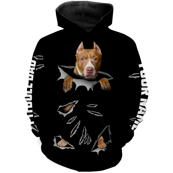 Love Pitbull Dog Hoodie Long Sleeve| Custom Pitbull Shirt for Pitbull Dad Men Women| JTSD266
