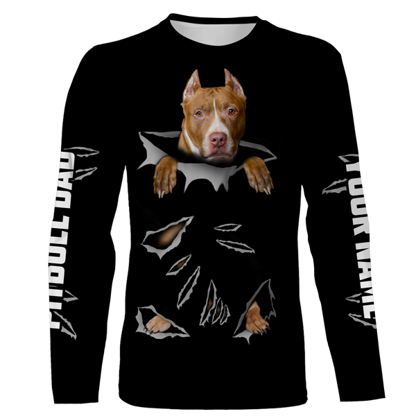 Love Pitbull Dog Hoodie Long Sleeve| Custom Pitbull Shirt for Pitbull Dad Men Women| JTSD266