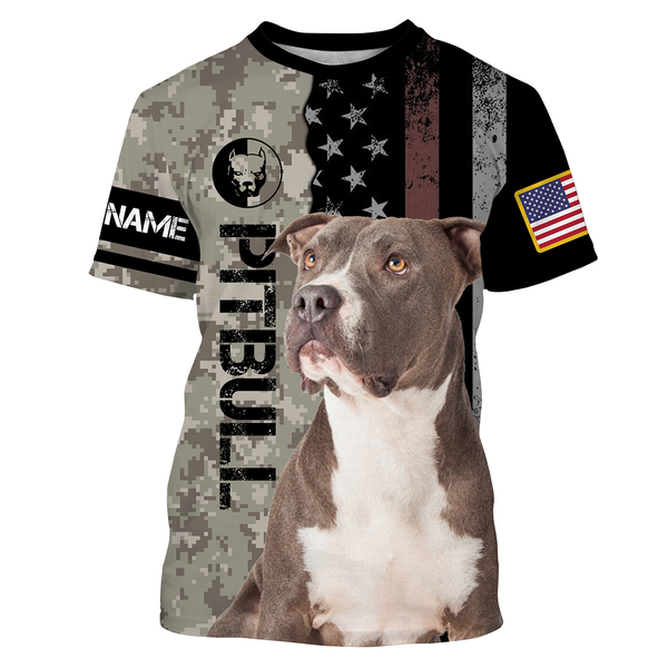 Unisex Pitbull Dad 3D All Over Print Shirt| Custom Name Hunting Dog Shirt| Camo Shirt for Men Dog DadJTSD215