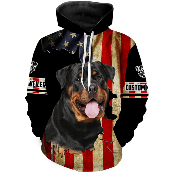 American Flag Rottweiler 3D All Over Print Clothes| Custom Rottweiler Lover Shirt Dog Lover Gift| JTSD217