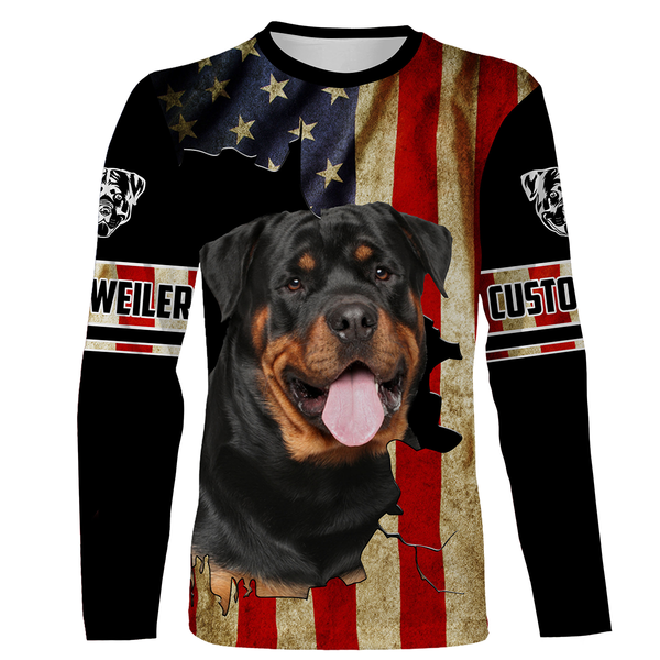American Flag Rottweiler 3D All Over Print Clothes| Custom Rottweiler Lover Shirt Dog Lover Gift| JTSD217