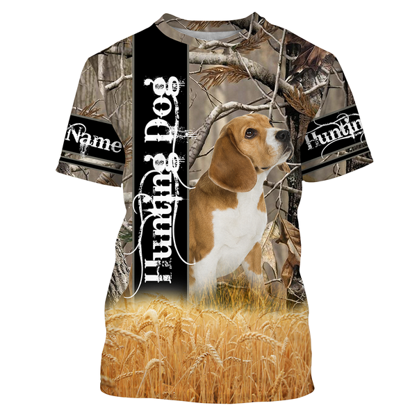 Love Beagle Hunting Dog All Over Print T-shirt Long Sleeve Hoodie| Custom Name Beagle Shirt| JTSD288