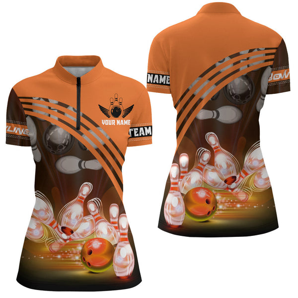 Custom Bowling Shirt for Women Bowling Jersey Bowling Team League Quarter-Zip Shirt QZT45