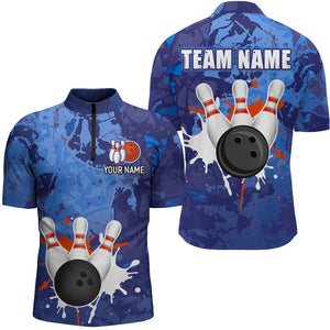 Personalized Bowling Shirt for Men Custom Bowling Jersey Bowling Team League Quarter-Zip Shirt QZT204