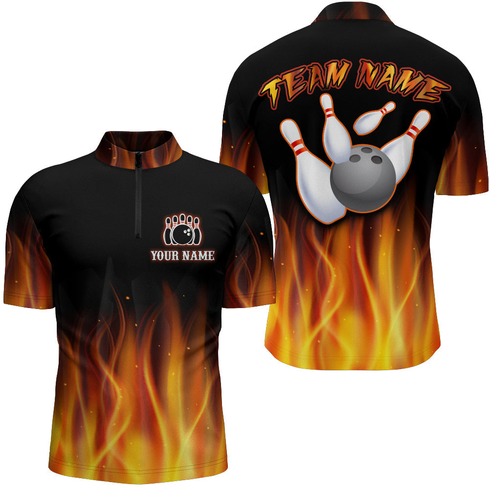 Personalized Bowling Shirts Bowling Team Jersey Bowling Quarter-Zip Shirt for Men QZT17