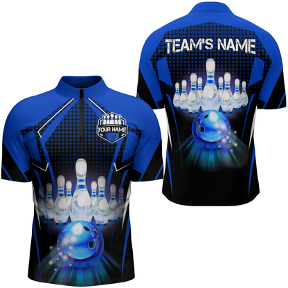 Personalized Men Bowling Shirts Bowling Team Jersey Quarter-Zip Shirt  QZT59