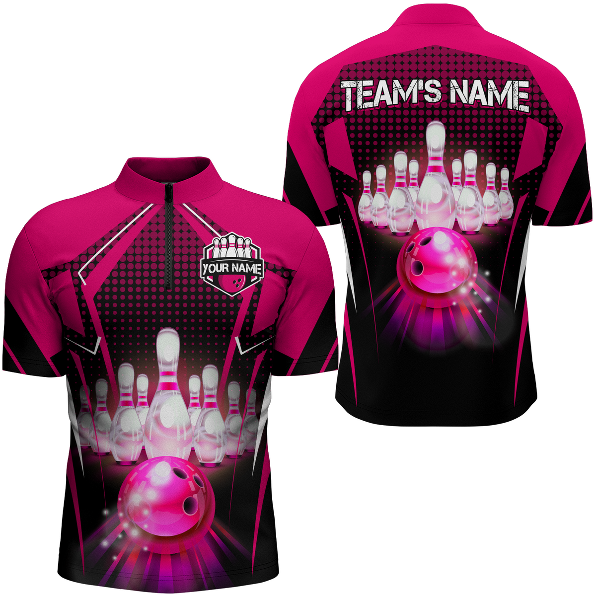 Personalized Men Bowling Shirts Bowling Team Jersey Quarter-Zip Shirt  QZT59