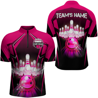 Personalized Men Bowling Shirts Bowling Team Jersey Quarter-Zip Shirt  QZT59