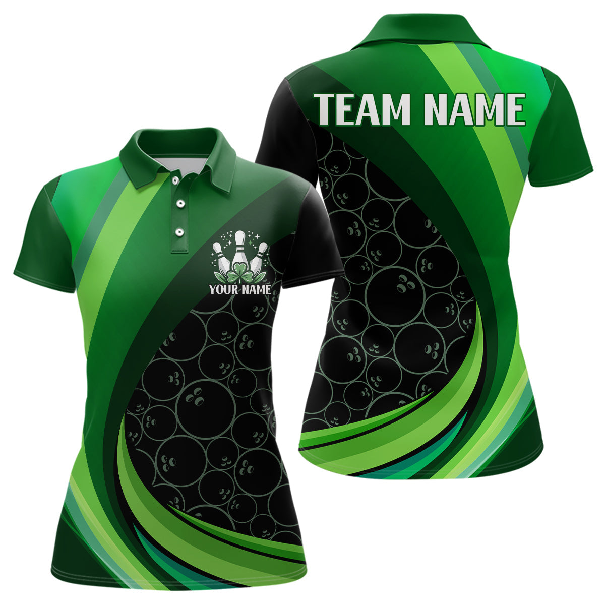 Lucky Bowling Shirt for Women St. Patrick Day Bowling Shirt Custom Green Polo Team Shirt QZT224