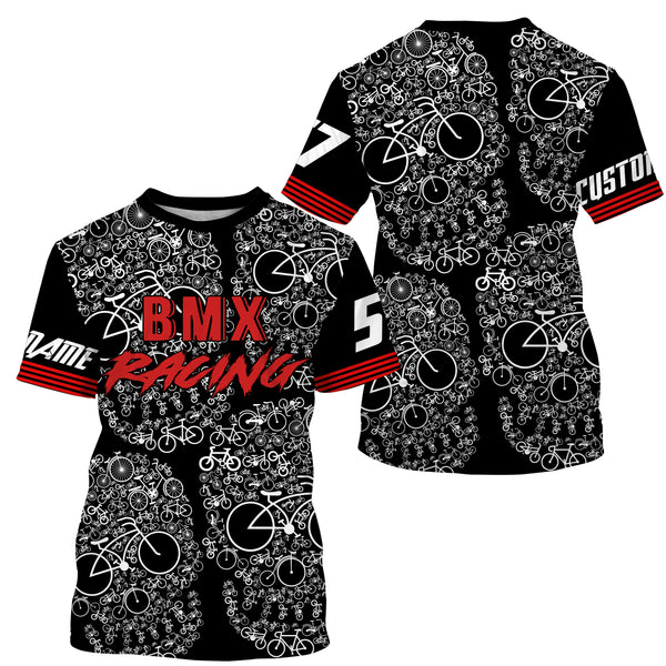 Custom BMX racing jersey Skull bicycling red shirt UPF30+ extreme Off-road Cycling adult&kid racewear| SLC41