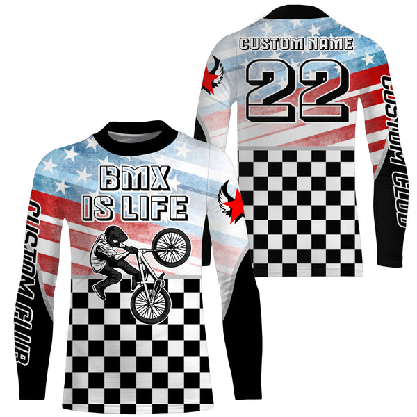 BMX Life Personalized BMX racing jersey UPF30+ American BMX racewear Patriotic cycling shirt| SLC11