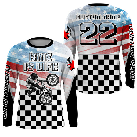 BMX Life Personalized BMX racing jersey UPF30+ American BMX racewear Patriotic cycling shirt| SLC11