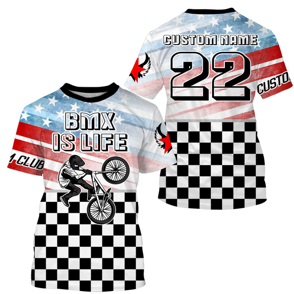 BMX Life Personalized BMX racing jersey UPF30+ American BMX racewear Patriotic cycling shirt| SLC11