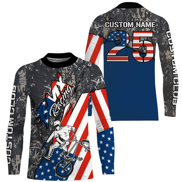 Camouflage American off-road jersey patriotic BMX racing shirt UPF30+ dirt jumps Cycling adult&kid| SLC14