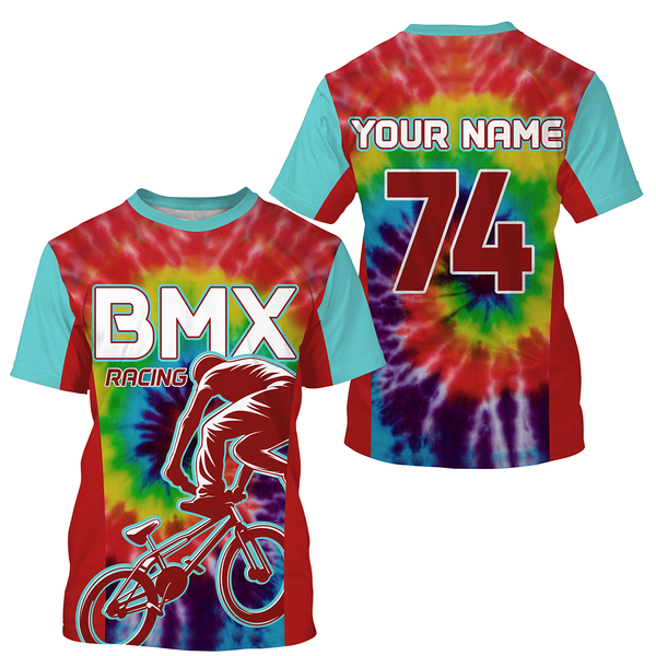 BMX racing jersey Custom Tie Dye shirts freestyle stunt riding Off-road Cycling adult&kid racewear| SLC40