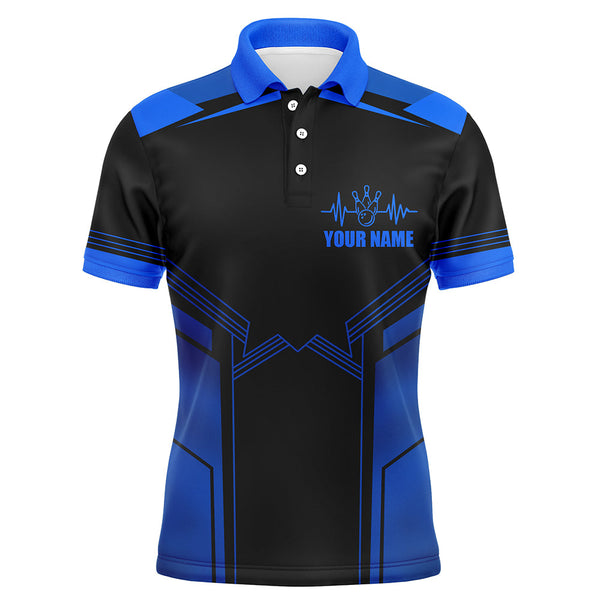 Blue Bowling Shirt For Men Custom Name Bowling Polo Shirt Men's Bowling Team Jersey BDT21