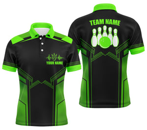 Green Bowling Shirt For Men Custom Polo Bowling Jersey With Name Men's Bowling Team Shirt BDT56