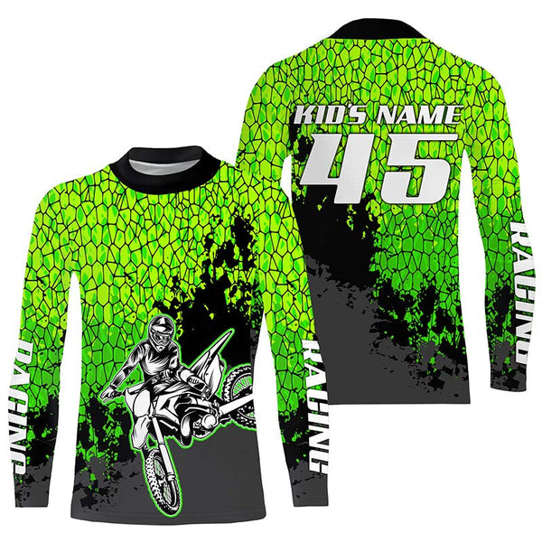 Dirt Bike Jersey Kid Men Women UPF30+ Personalized Green Motocross Racing Shirt MX SX Off-Road PDT460