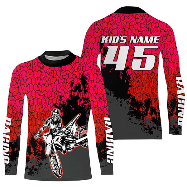 Dirt Bike Jersey Kid Men Women UPF30+ Personalized Red Motocross Racing Shirt MX SX Off-Road PDT462