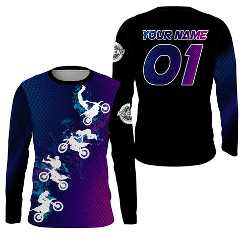 Adult&Youth MX Jersey UPF30+ Custom Dirt Bike Shirt Freestyle Motocross Off-Road Long Sleeve PDT513