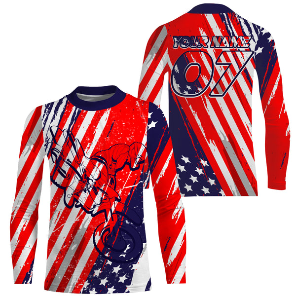 Kid&adult custom MX racing jersey UV extreme USA Flag Motocross offroad dirt bike motorcycle shirt PDT202