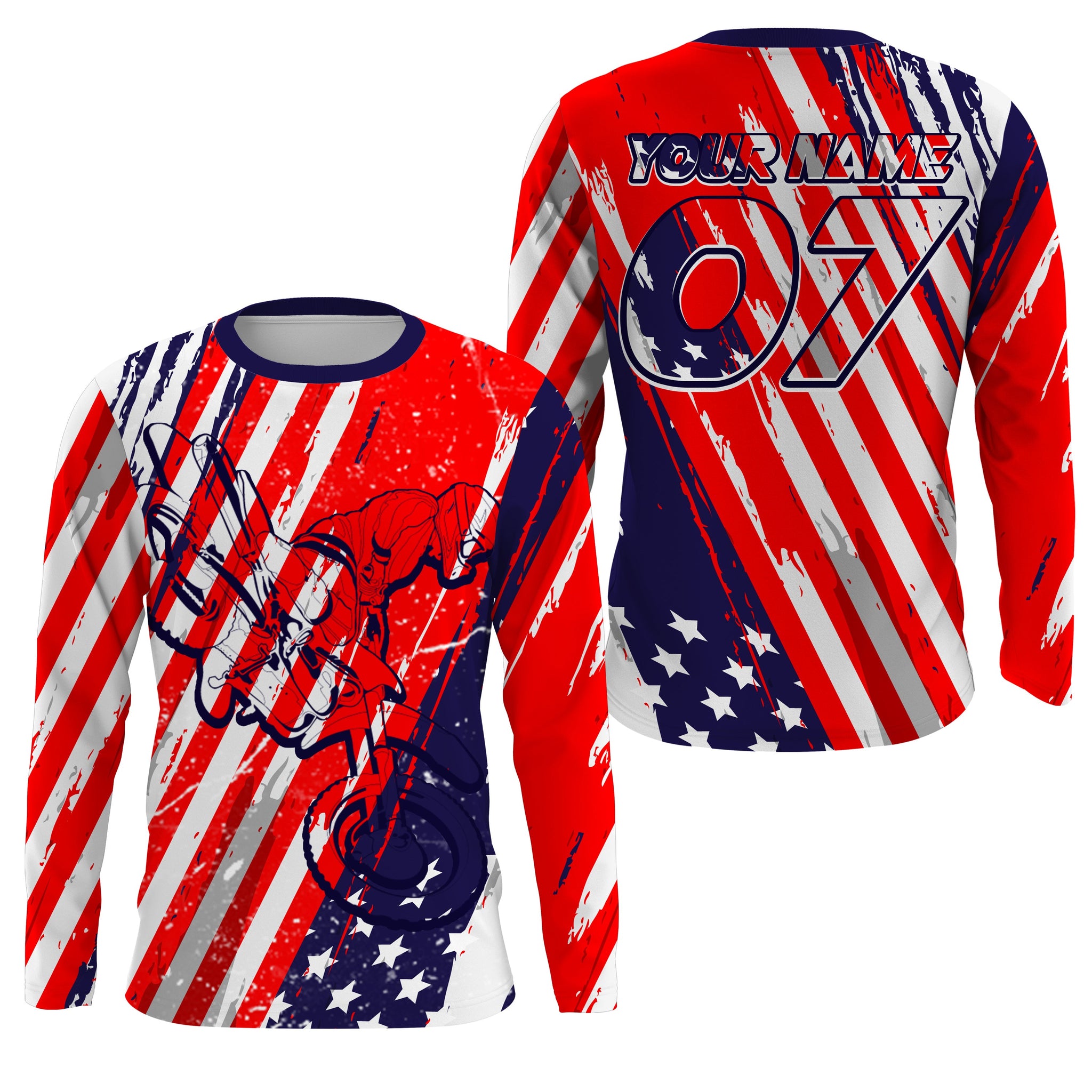 Kid&adult custom MX racing jersey UV extreme USA Flag Motocross offroad dirt bike motorcycle shirt PDT202