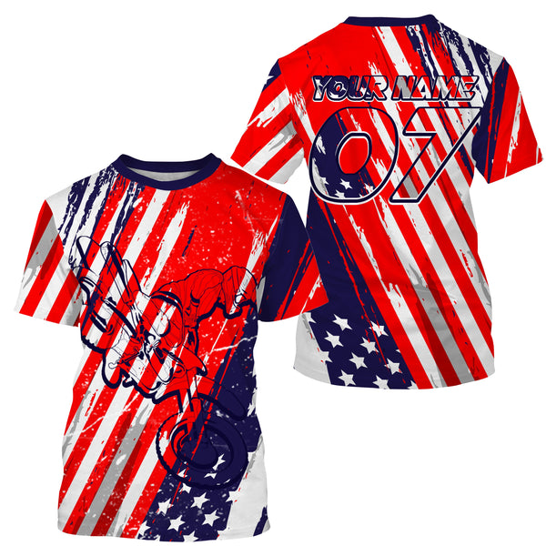 Kid&adult custom MX racing jersey UV extreme USA Flag Motocross offroad dirt bike motorcycle shirt PDT202