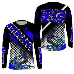 Custom Dirt Bike Jersey Adult&Youth UPF30+ Extreme Blue Motocross Shirt Boys Girls MX Long Sleeve PDT525