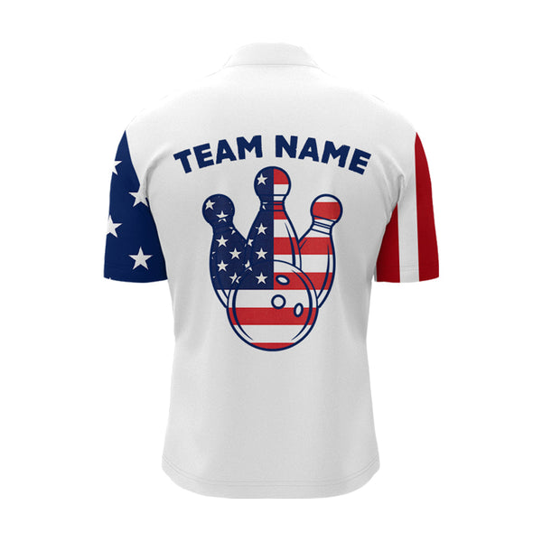 Custom Bowling Quarter-Zip Shirt Men USA Flag Bowling Team Jersey Patriotic Bowling League Shirt BDT124