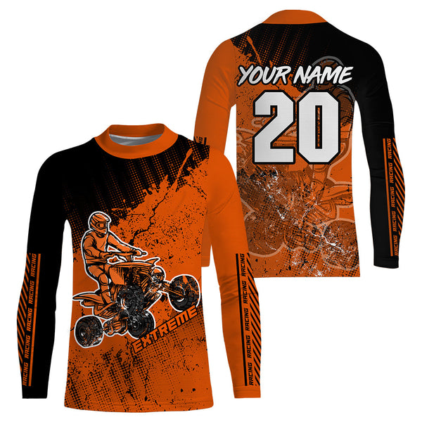 Custom ATV Motocross Jersey Kid Men UPF30+ Orange Quad Bike Shirt Off-Road Jersey Men Kid MX Riding PDT566