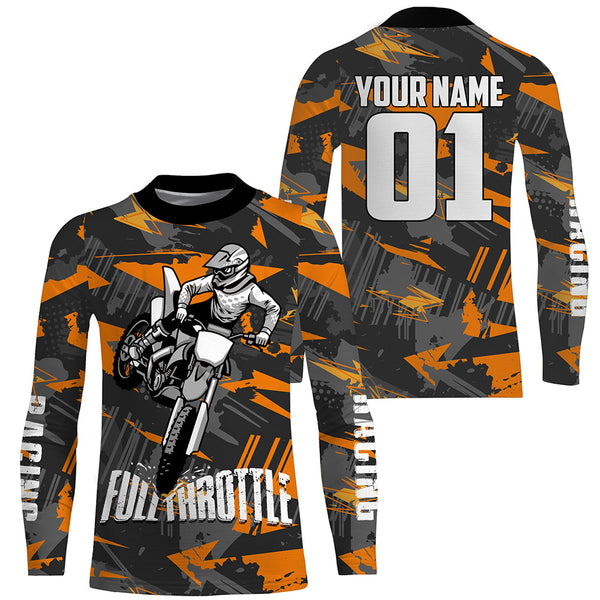 Orange MX Jersey Kid&Adult UPF30+ Custom Motocross Shirt Dirt Bike MX SX Off-Road Long Sleeve PDT510