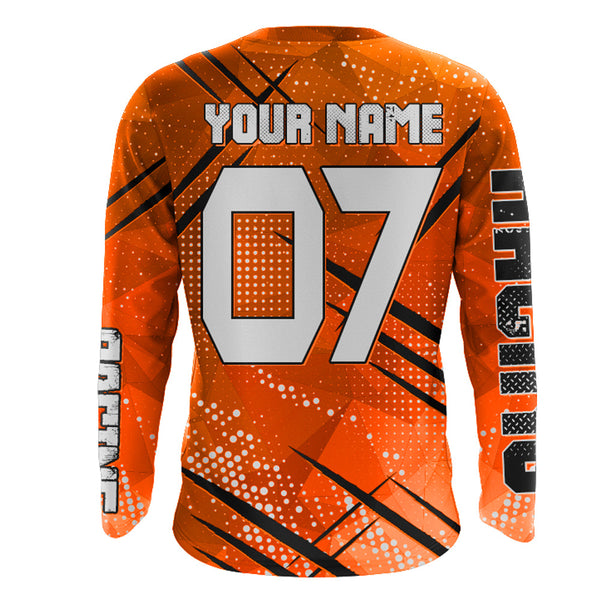 Personalized Orange Motocross Dad Jersey UPF30+ Brap Like A Dad Dirt Bike Shirt Off-Road Motorcycle PDT490