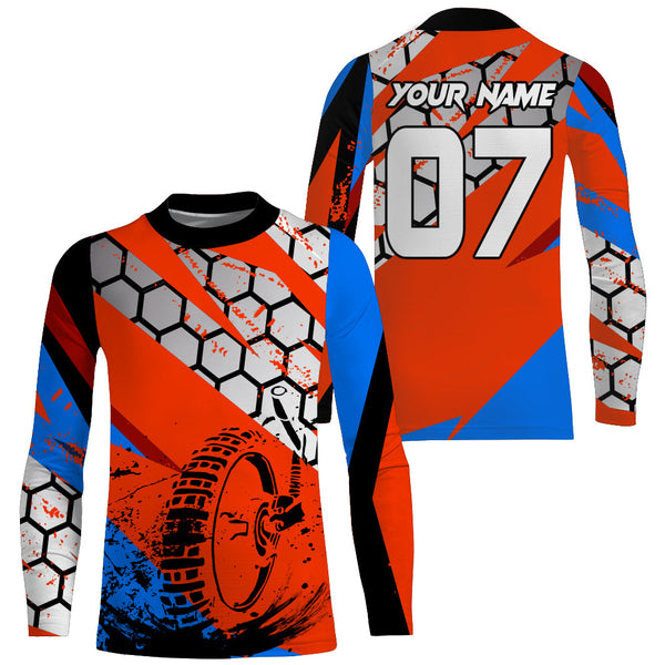 Jersey For Motocross Personalized UPF30+ Dirt Bike Shirt Men Women Kid Orange MX Racing Long Sleeve PDT482