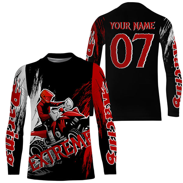 Men Kid ATV Motocross Jersey Personalized UPF30+ Quad Bike Shirt Red ATV MX Riding Off-Road Jersey PDT563