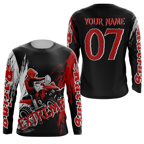 Men Kid ATV Motocross Jersey Personalized UPF30+ Quad Bike Shirt Red ATV MX Riding Off-Road Jersey PDT563