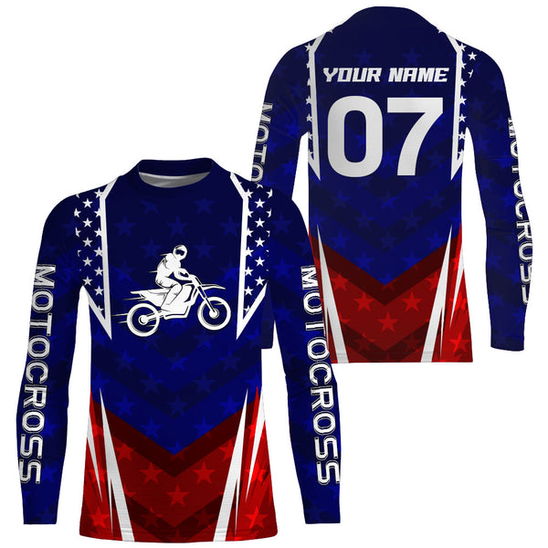 American Flag Dirt Bike Jersey Kid Men Women UPF30+ Patriotic MX Shirt Boys Girls Custom Motocross PDT538