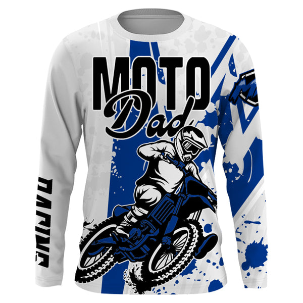 Personalized MX Dad Jersey UPF30+ Blue Dirt Bike Shirt Moto Dad Off-Road Motorcycle PDT494