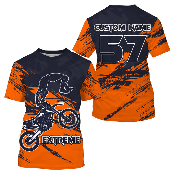 Custom orange Motocross jersey for kid men women UPF30+ dirt bike extreme freestyle motorcycle PDT03