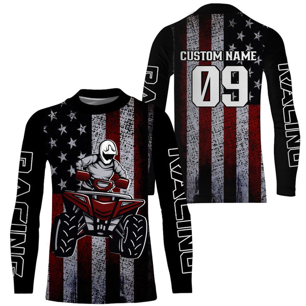 American Flag ATV Motocross Jersey UPF30+ Patriotic Quad Bike Shirt Off-Road Extreme ATV MX Racing PDT564