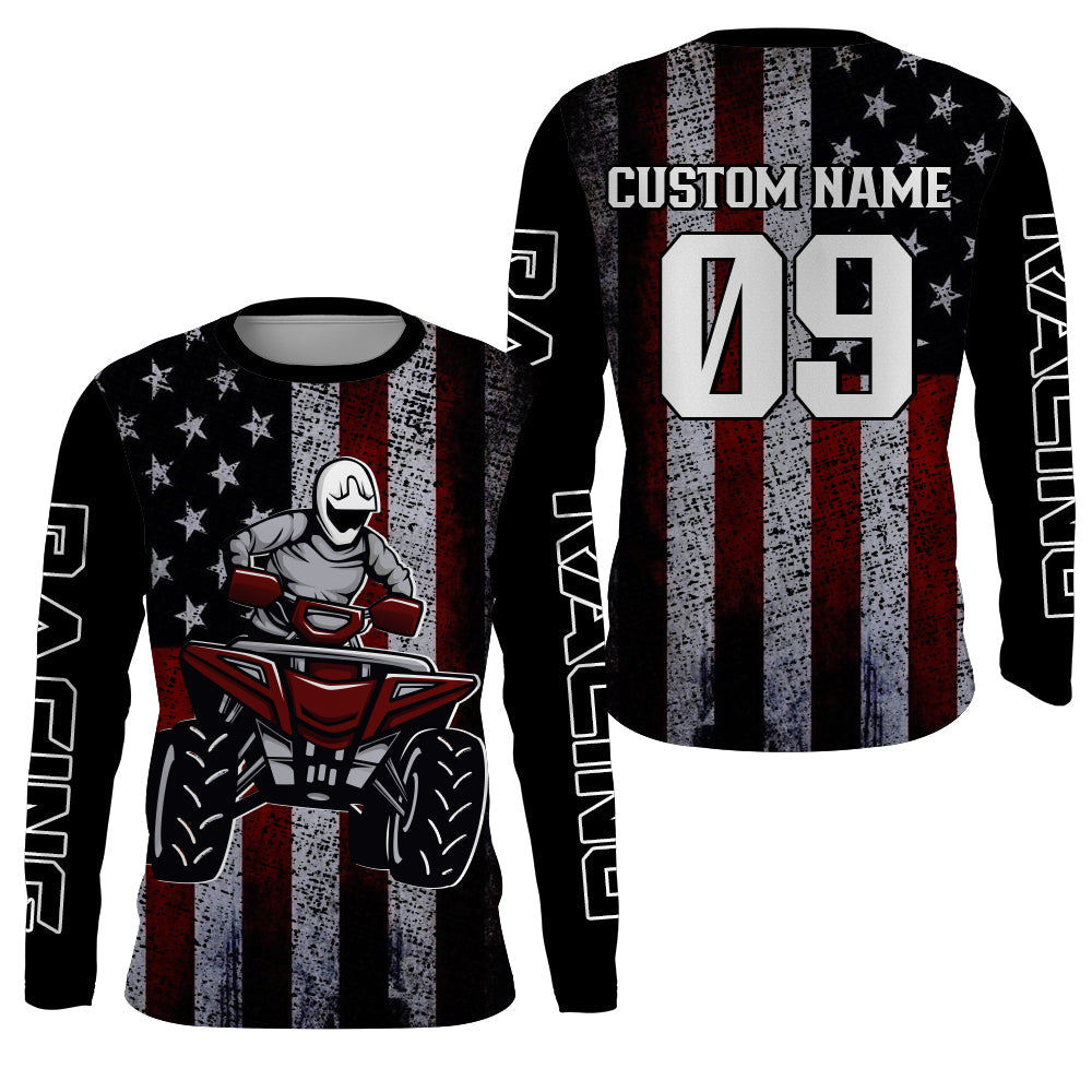 American Flag ATV Motocross Jersey UPF30+ Patriotic Quad Bike Shirt Off-Road Extreme ATV MX Racing PDT564