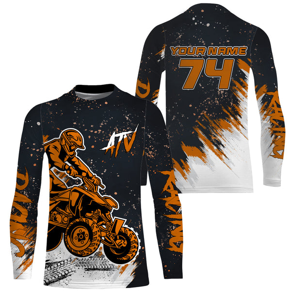 Personalized ATV Motocross Jersey Men UPF30+ Orange Quad Bike Shirt Extreme Off-Road ATV MX Racing PDT570